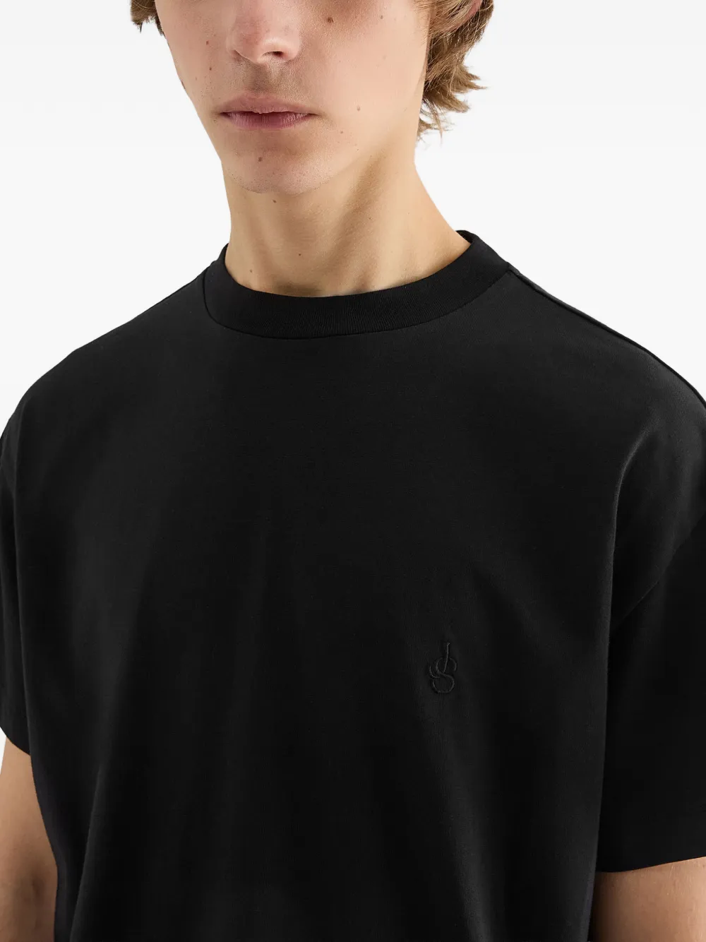 Jil Sander Drie T-shirts met geborduurd logo Zwart