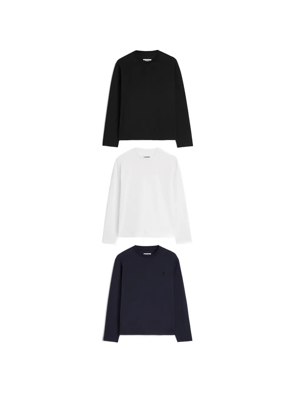Jil Sander monogram-embroidered long-sleeve T-shirt - Nero
