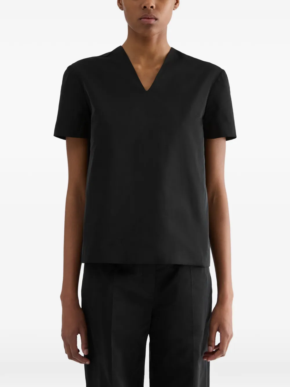 Jil Sander T-shirt met V-hals Zwart