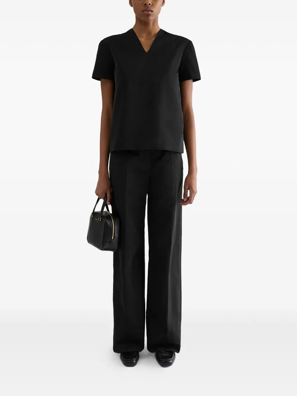 Jil Sander T-shirt met V-hals Zwart