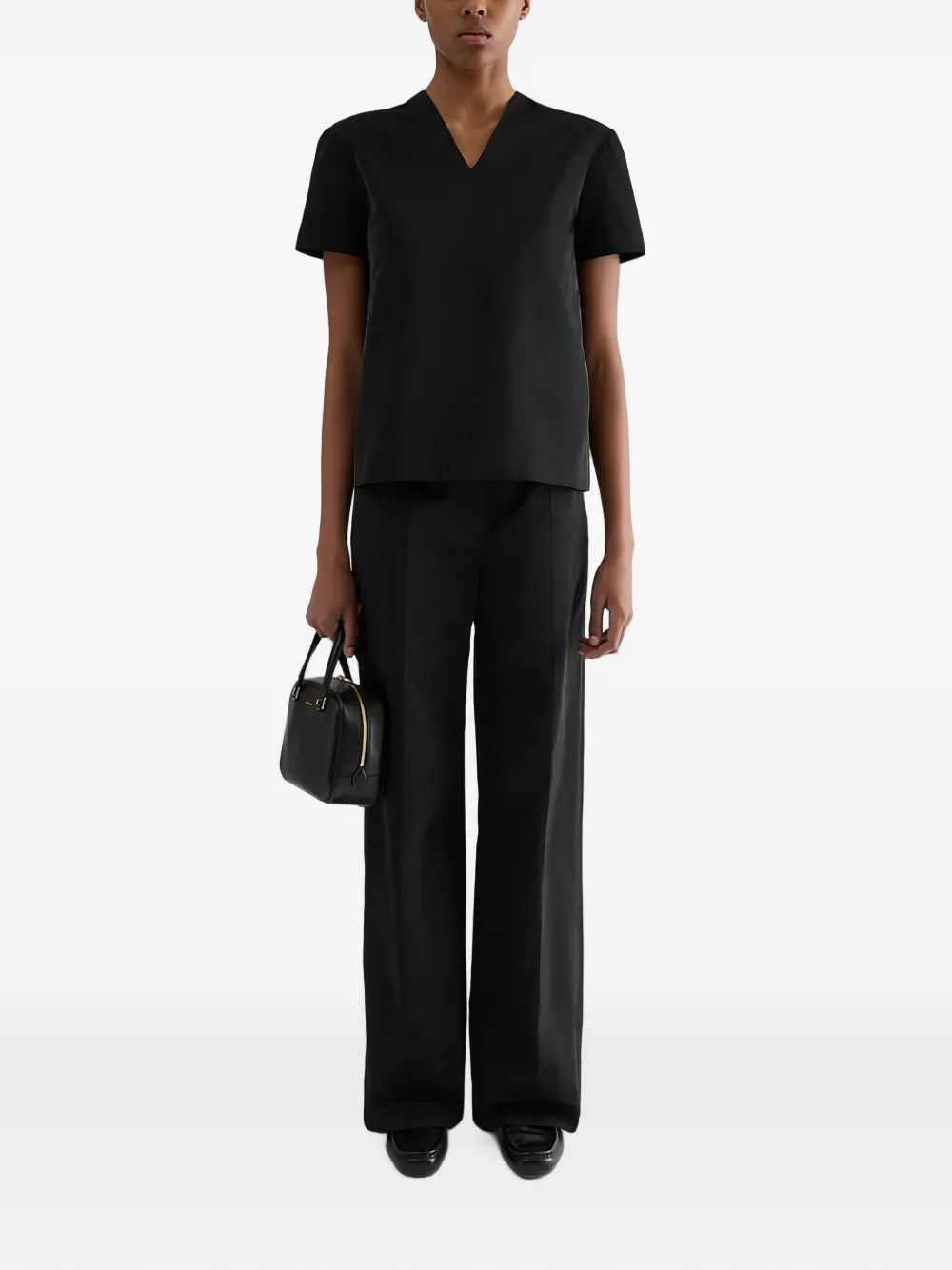 Jil Sander T-shirt met V-hals Zwart