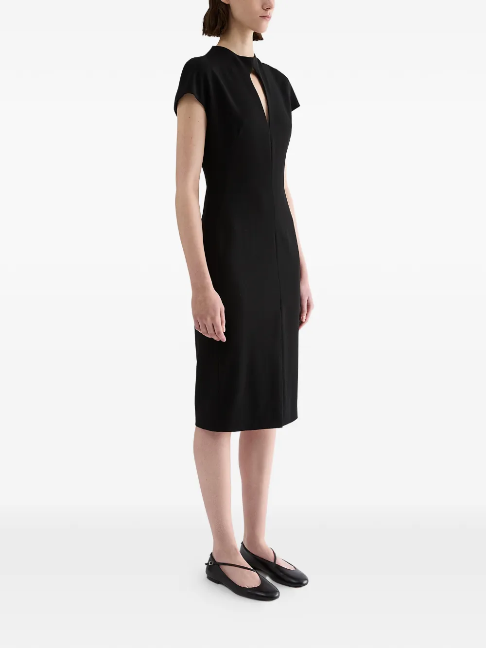 Jil Sander Wollen sablé jurk met uitgesneden details Zwart