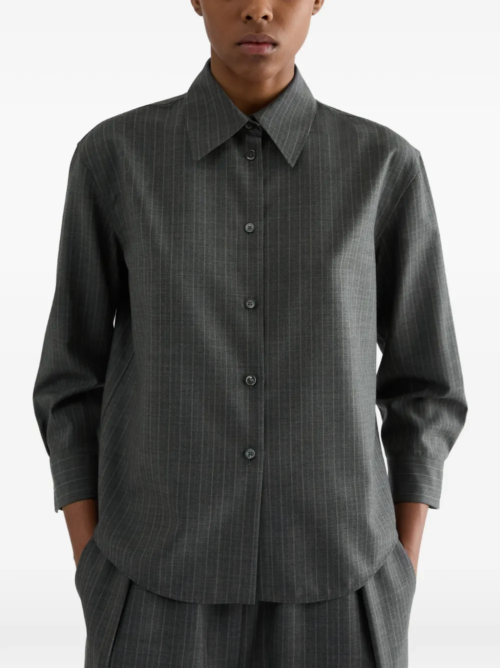 Jil Sander Cropped blouse met krijtstreep Grijs