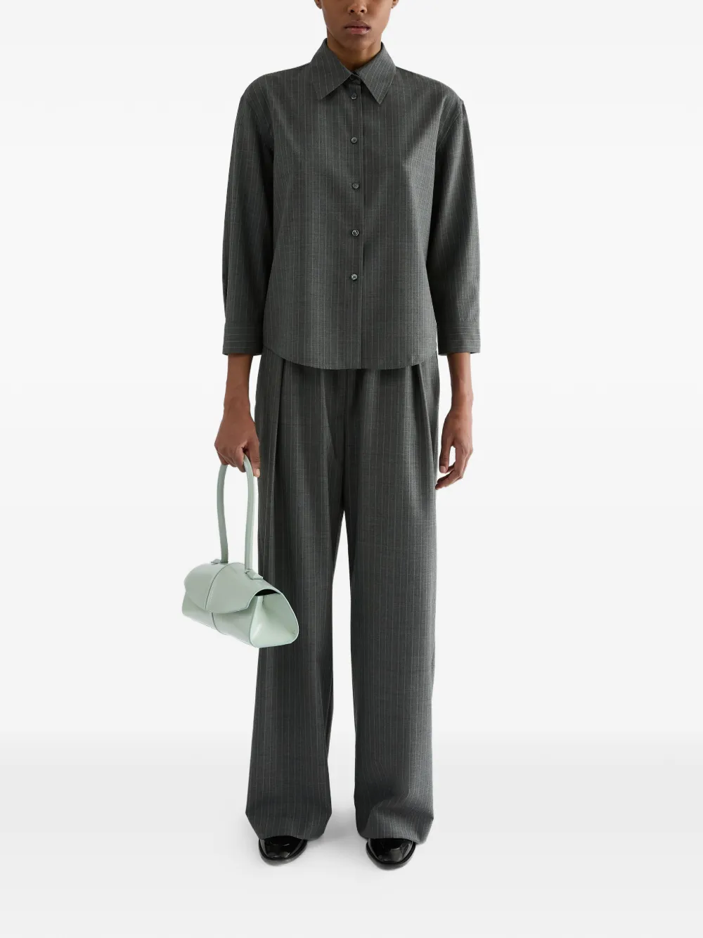 Jil Sander Cropped blouse met krijtstreep Grijs