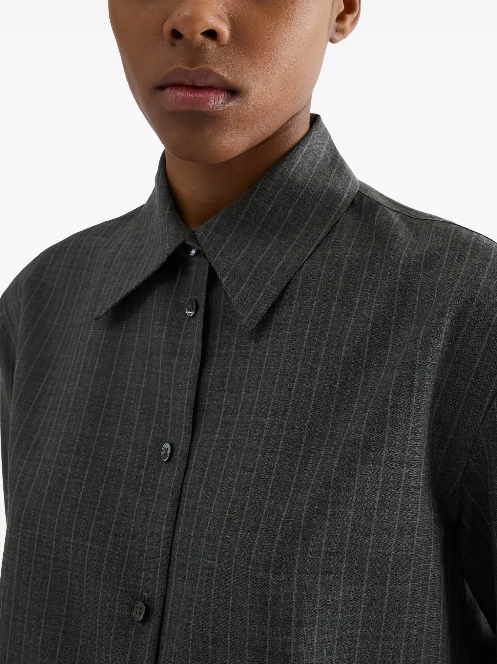 Jil Sander Cropped blouse met krijtstreep Grijs