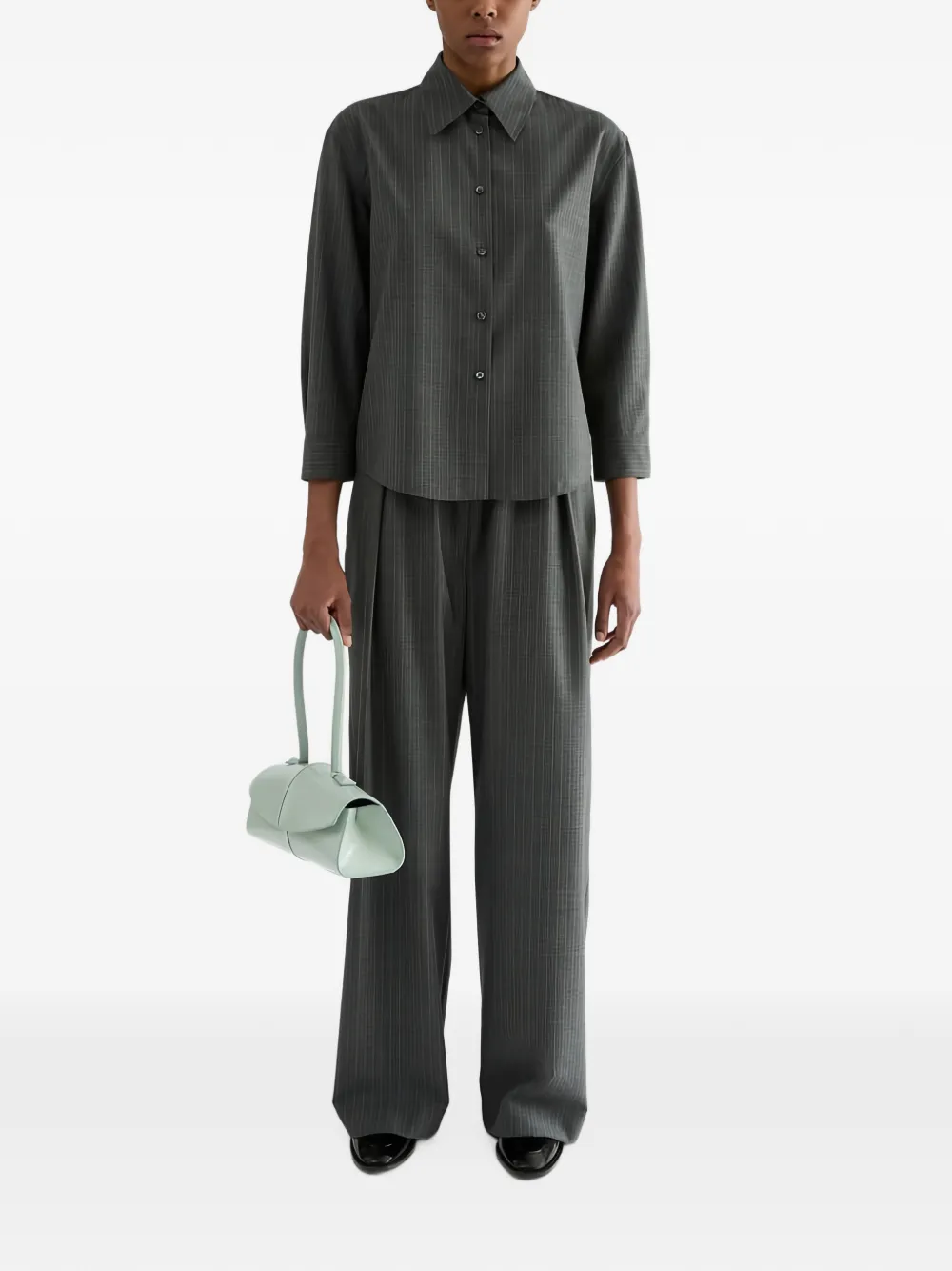 Jil Sander Cropped blouse met krijtstreep Grijs