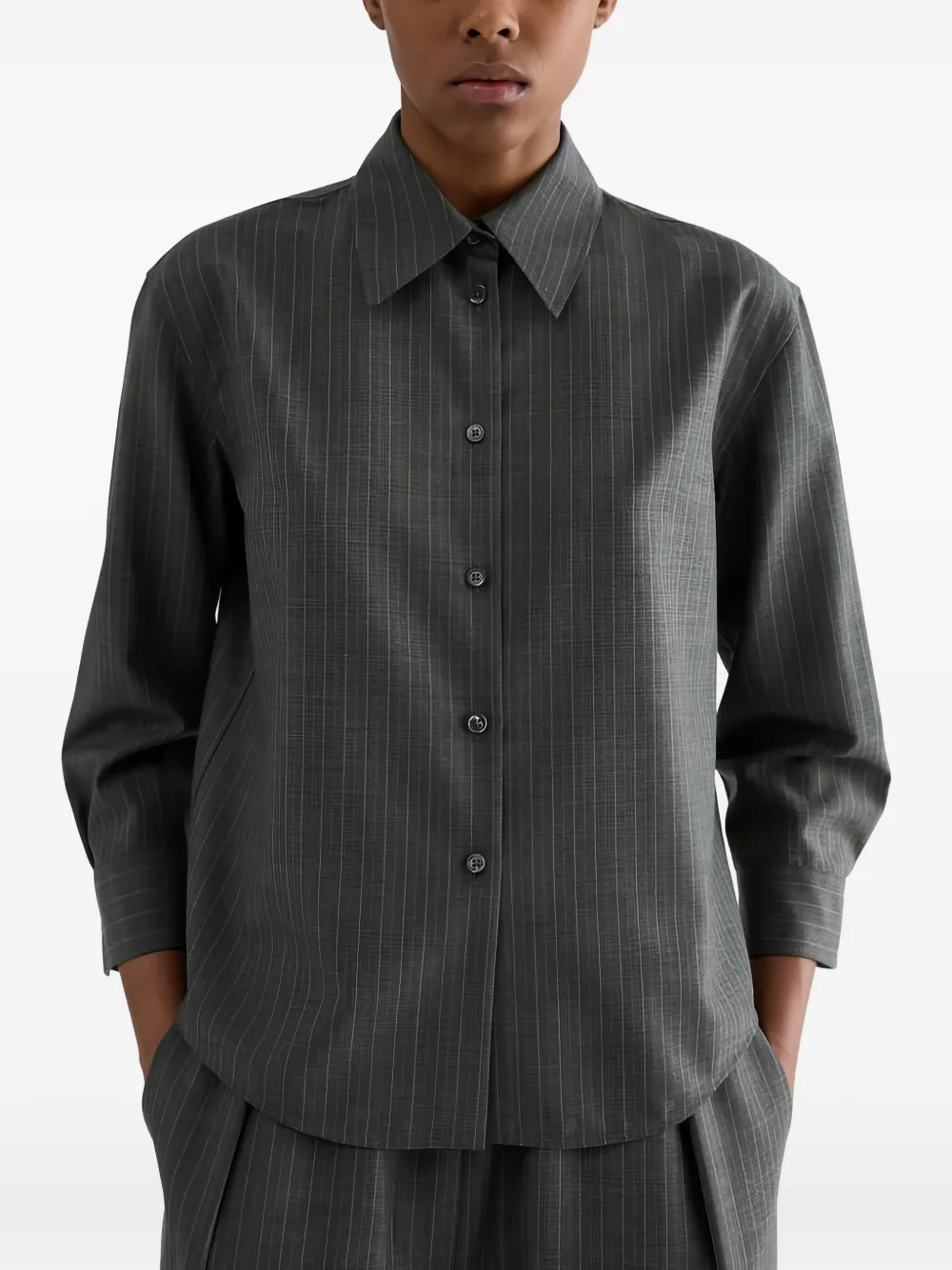 Jil Sander Cropped blouse met krijtstreep Grijs