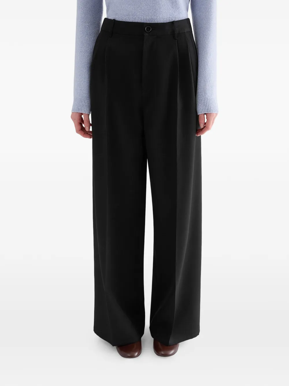 Jil Sander Wollen plooibroek Zwart
