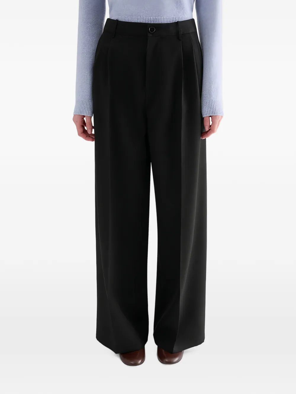 Jil Sander Wollen plooibroek Zwart