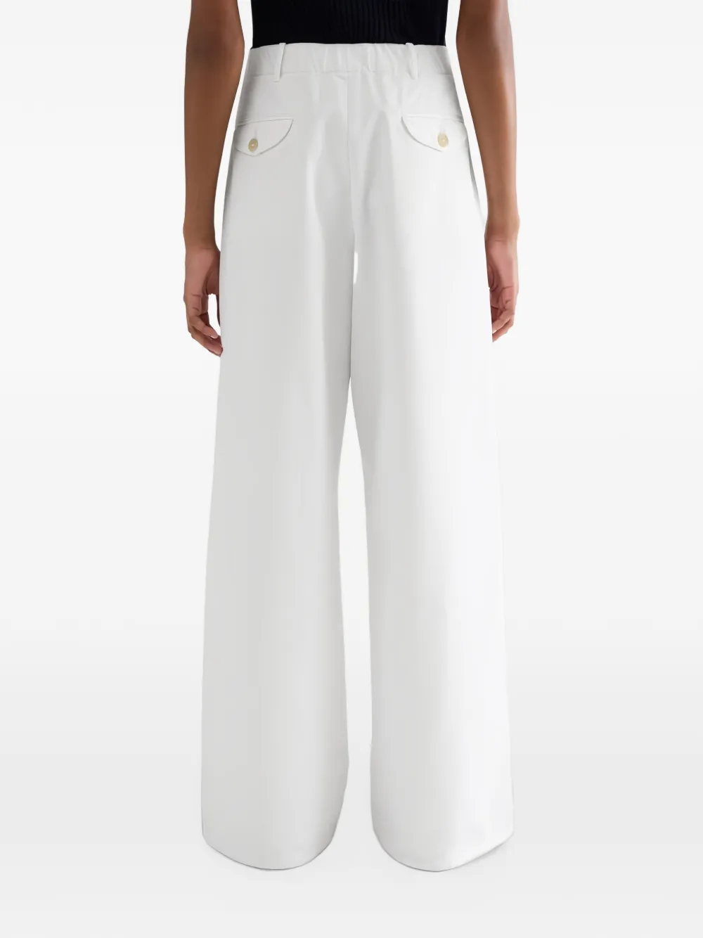 Jil Sander Geplooide katoenen-drill broek Wit