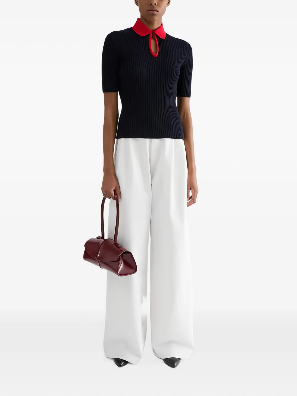 Jil Sander Geplooide katoenen-drill broek Wit