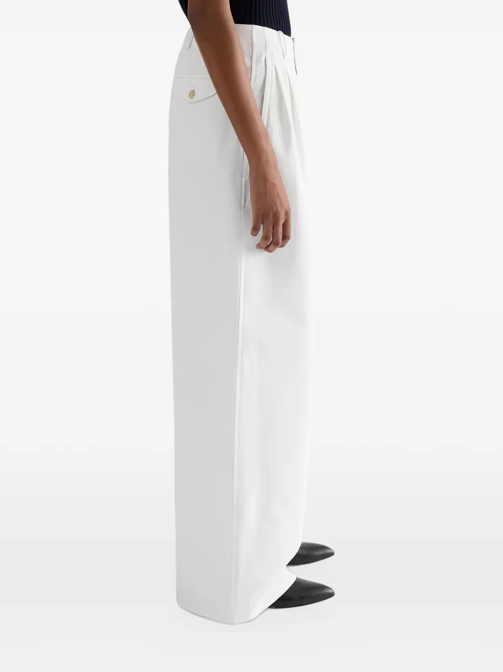 Jil Sander Geplooide katoenen-drill broek Wit
