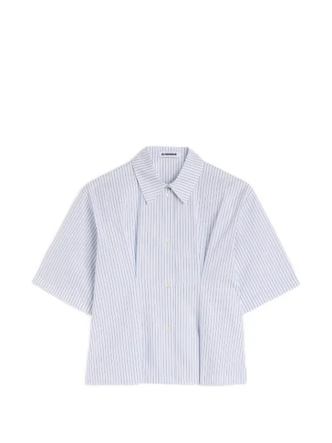 Jil Sander boxy-fit striped cotton poplin shirt with pleated waist detail