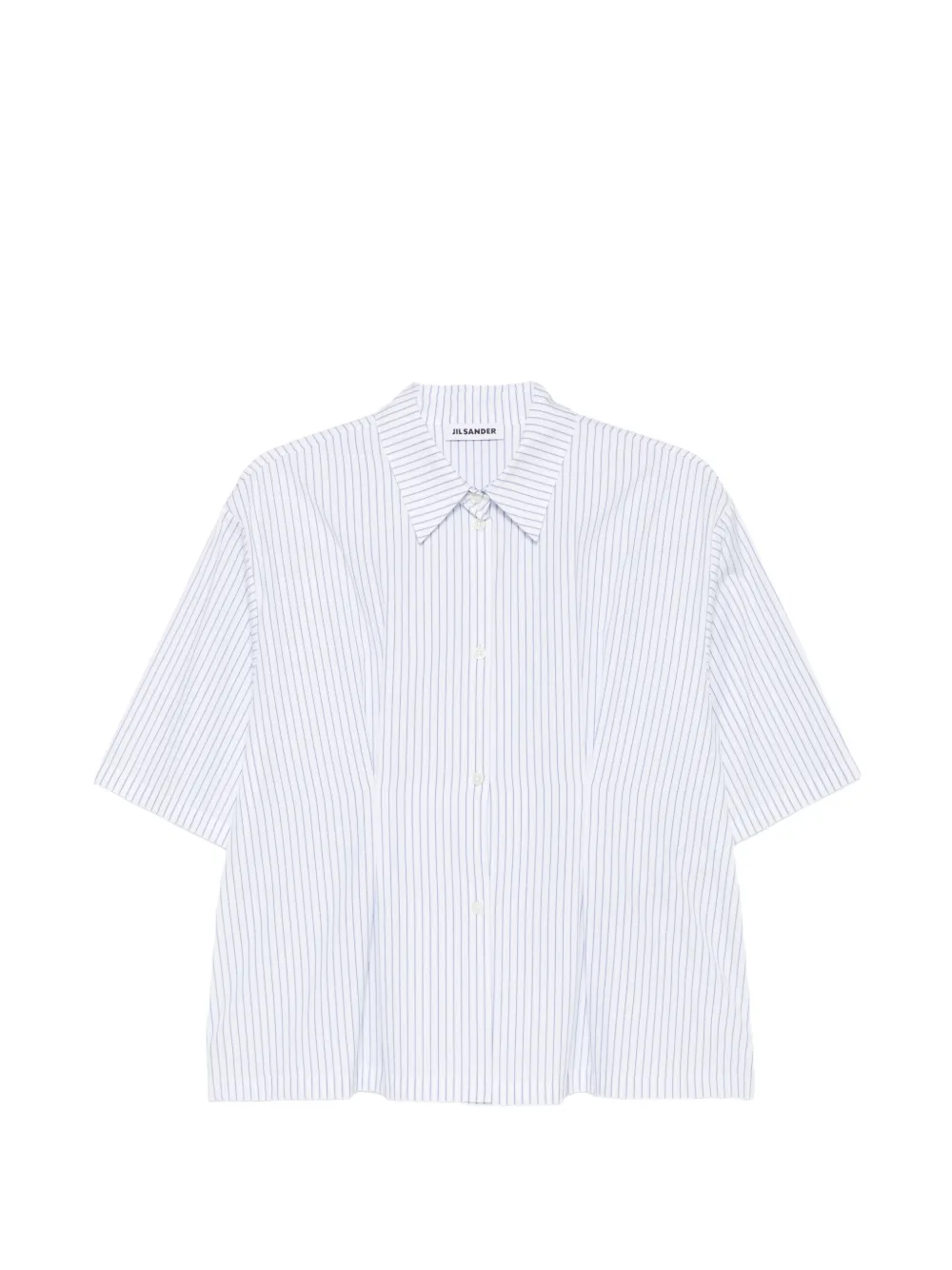 Jil Sander Gestreepte katoenen popeline boxy blouse met geplooid tailledetail Wit