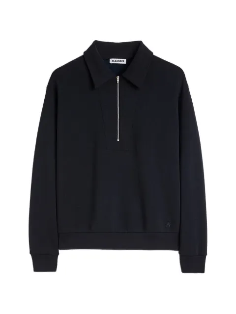 Jil Sander monogram-embroidered polo-collar sweatshirt