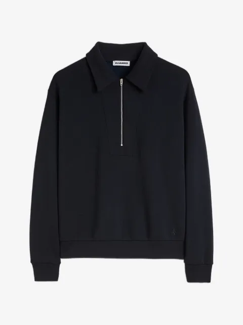 Jil Sander monogram-embroidered polo-collar sweatshirt