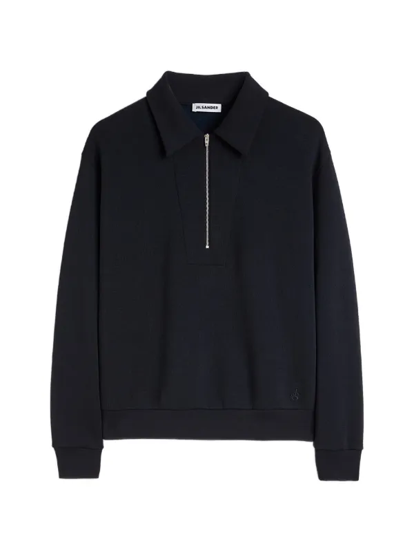 ジルサンダー スナップスウェット Jil Sander モノグラム ポロカラー スウェットシャツ | ブルー