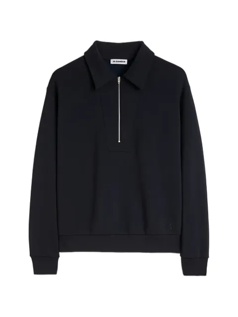 Jil Sander monogram-embroidered polo-collar sweatshirt