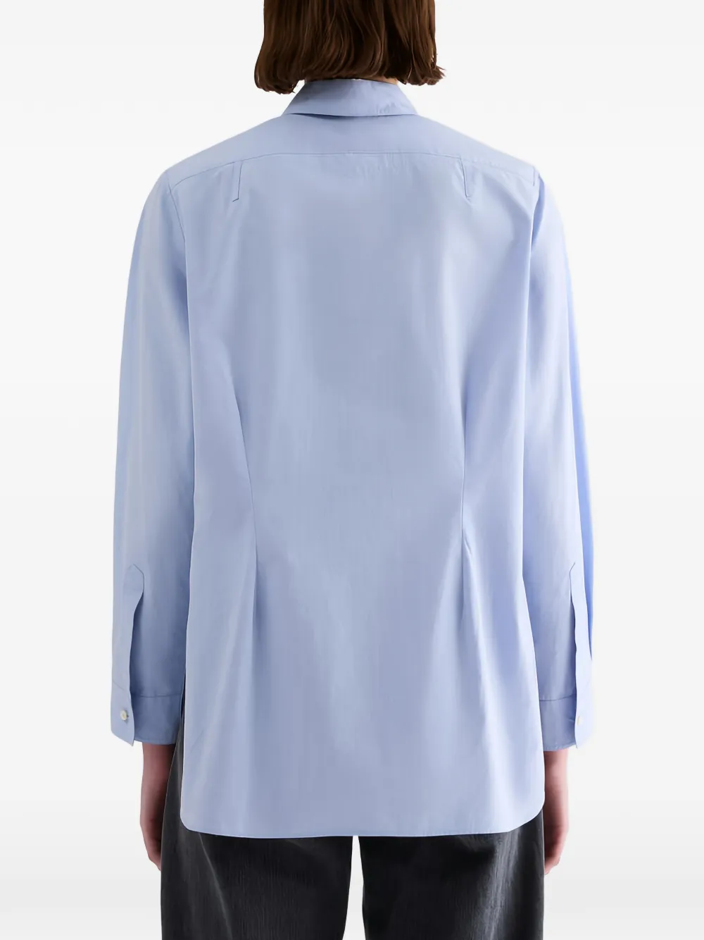 Jil Sander Fil-à-Fil overhemd met geplooide taille Blauw