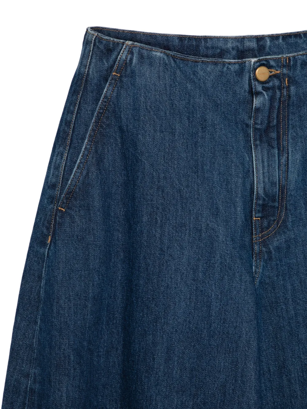 Jil Sander Ruimvallende denim broek met wijde pijpen en -logo met reliëf Blauw