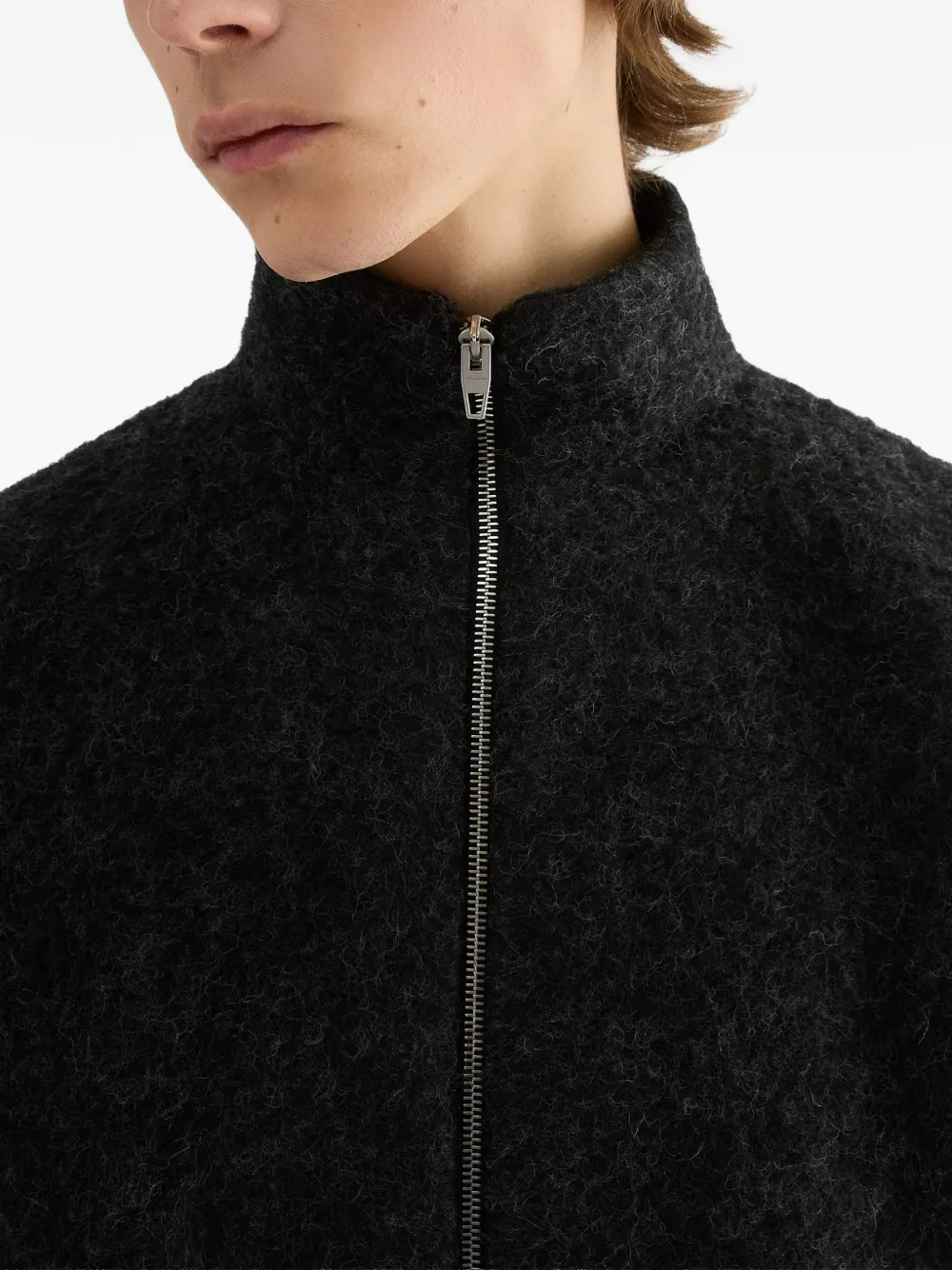 Jil Sander Fleece wollen sweater met rits Grijs