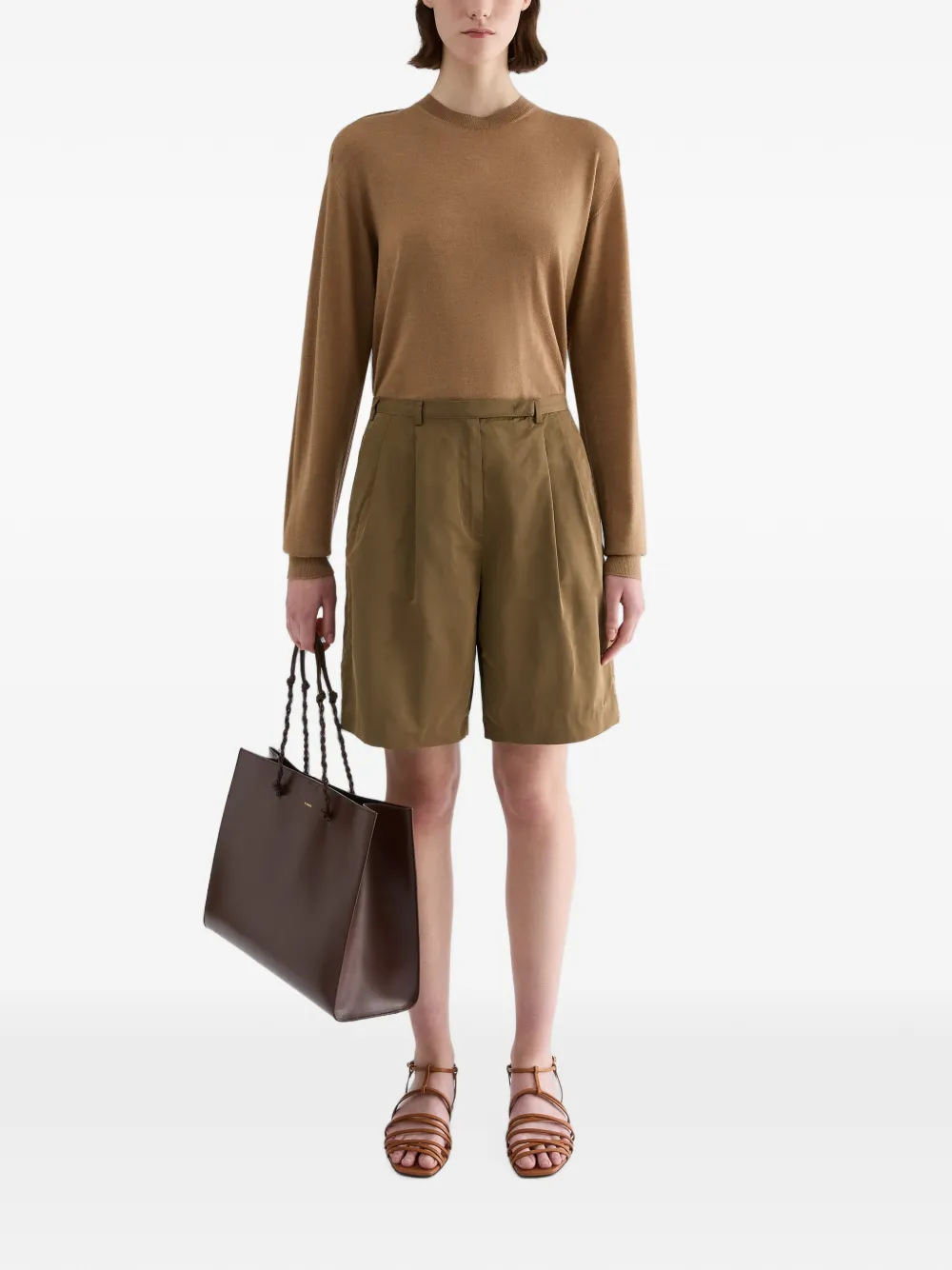 Jil Sander Geplooide shorts Bruin