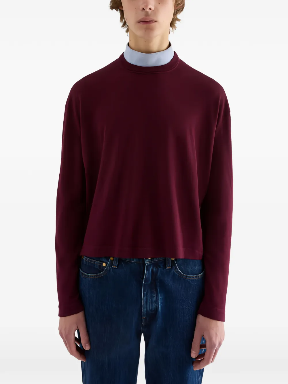 Jil Sander Cropped trui met hoge hals Rood