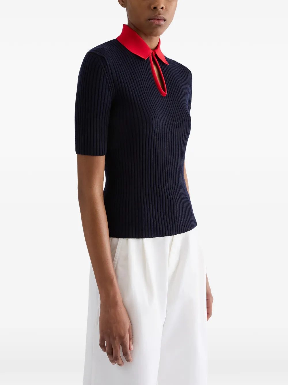 Jil Sander Geribbelde wollen trui Blauw