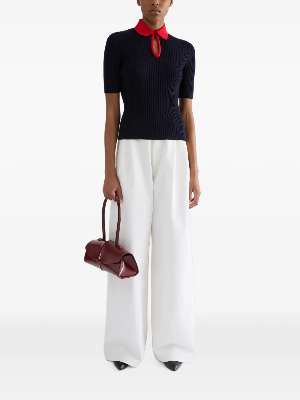 Jil Sander Geribbelde wollen trui Blauw