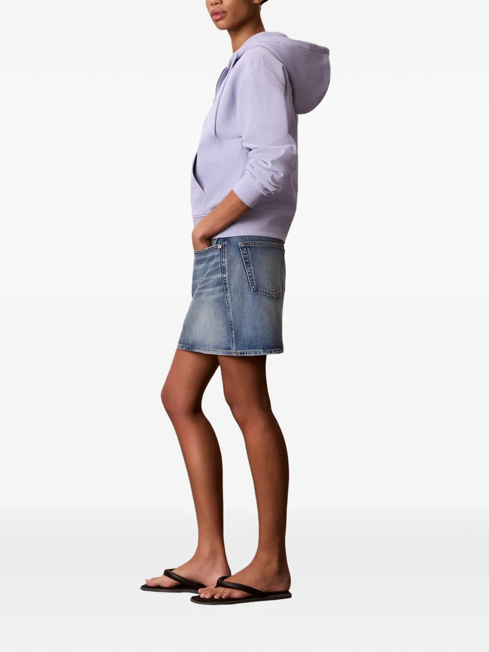Calvin Klein Hoodie met logoprint en rits Paars