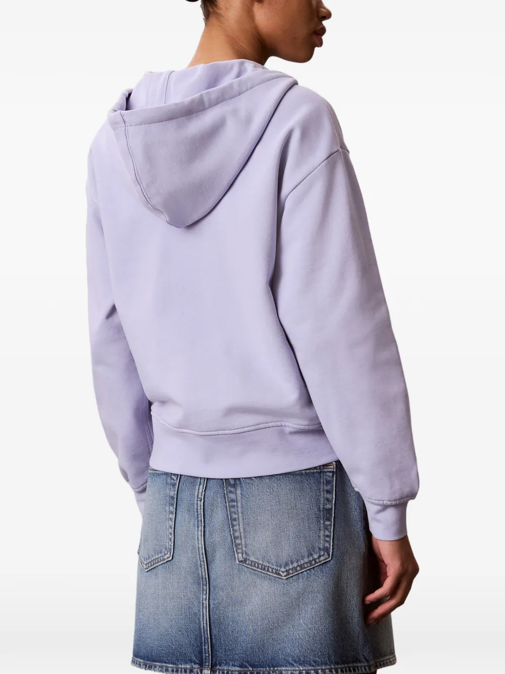 Calvin Klein Hoodie met logoprint en rits Paars
