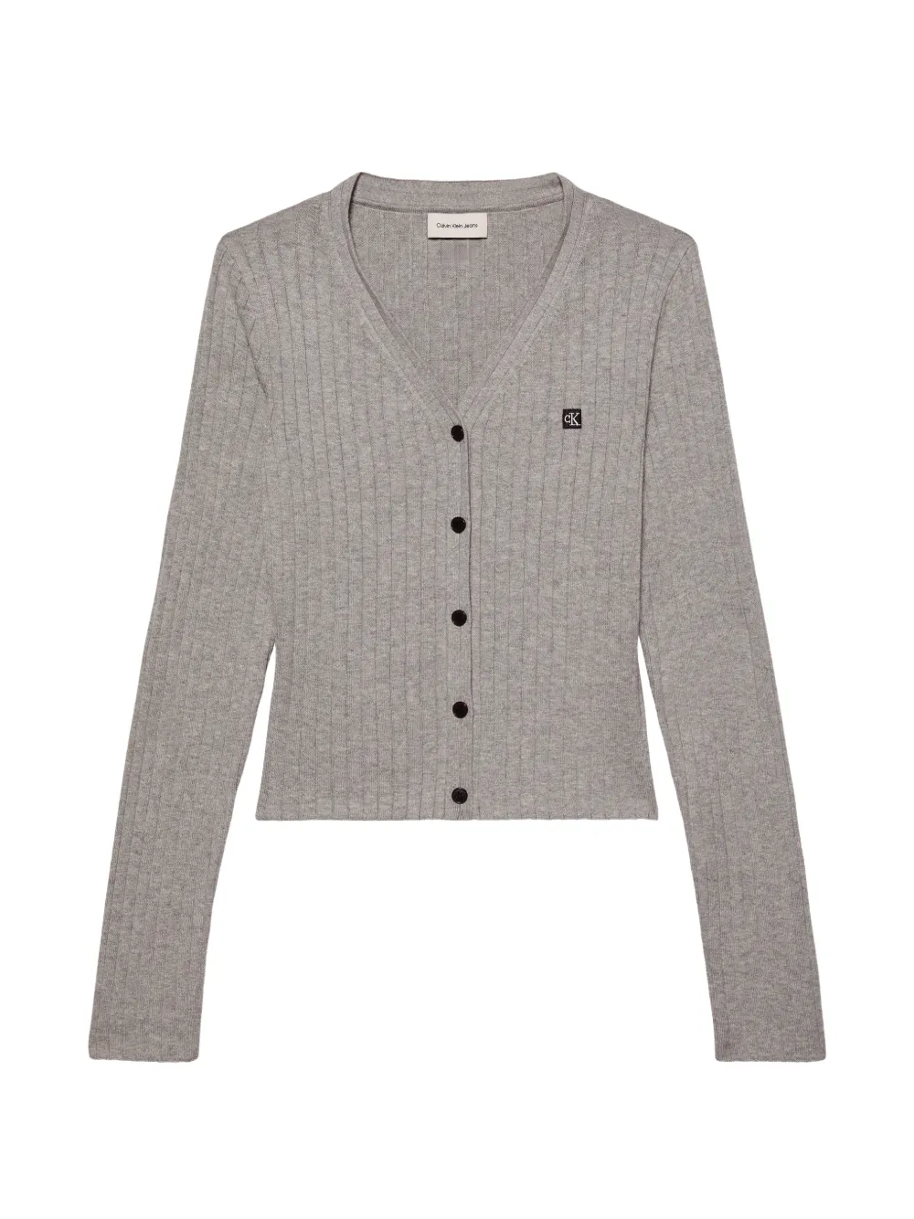 Calvin Klein Cardigan a coste con applicazione - Grigio