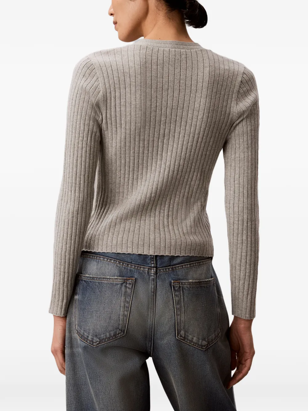 Calvin Klein Ribgebreid vest met logopatch Grijs