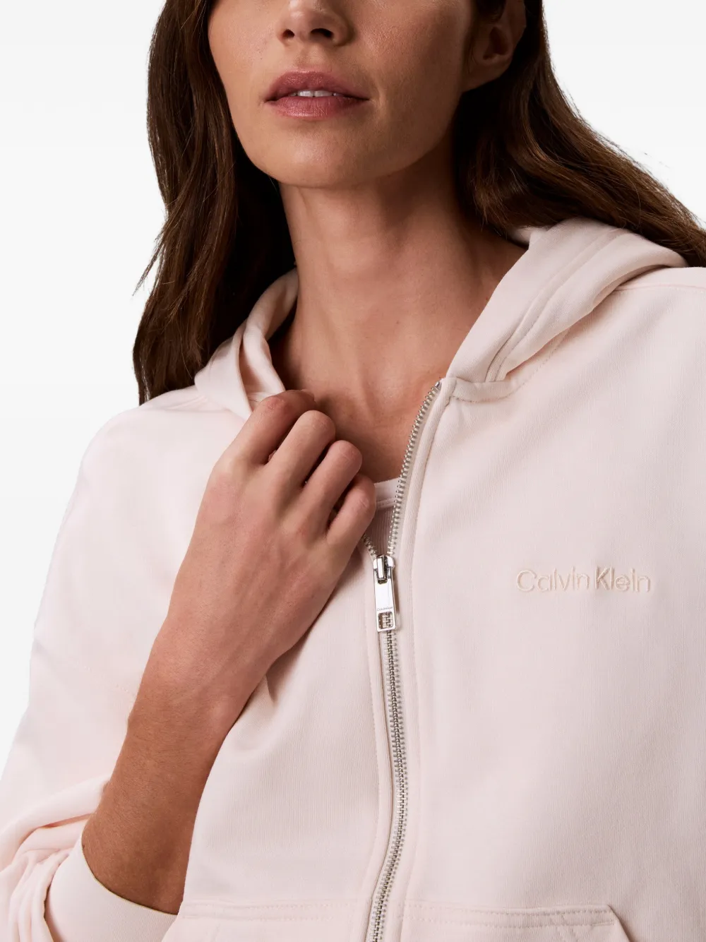 Calvin Klein Hoodie met rits Beige