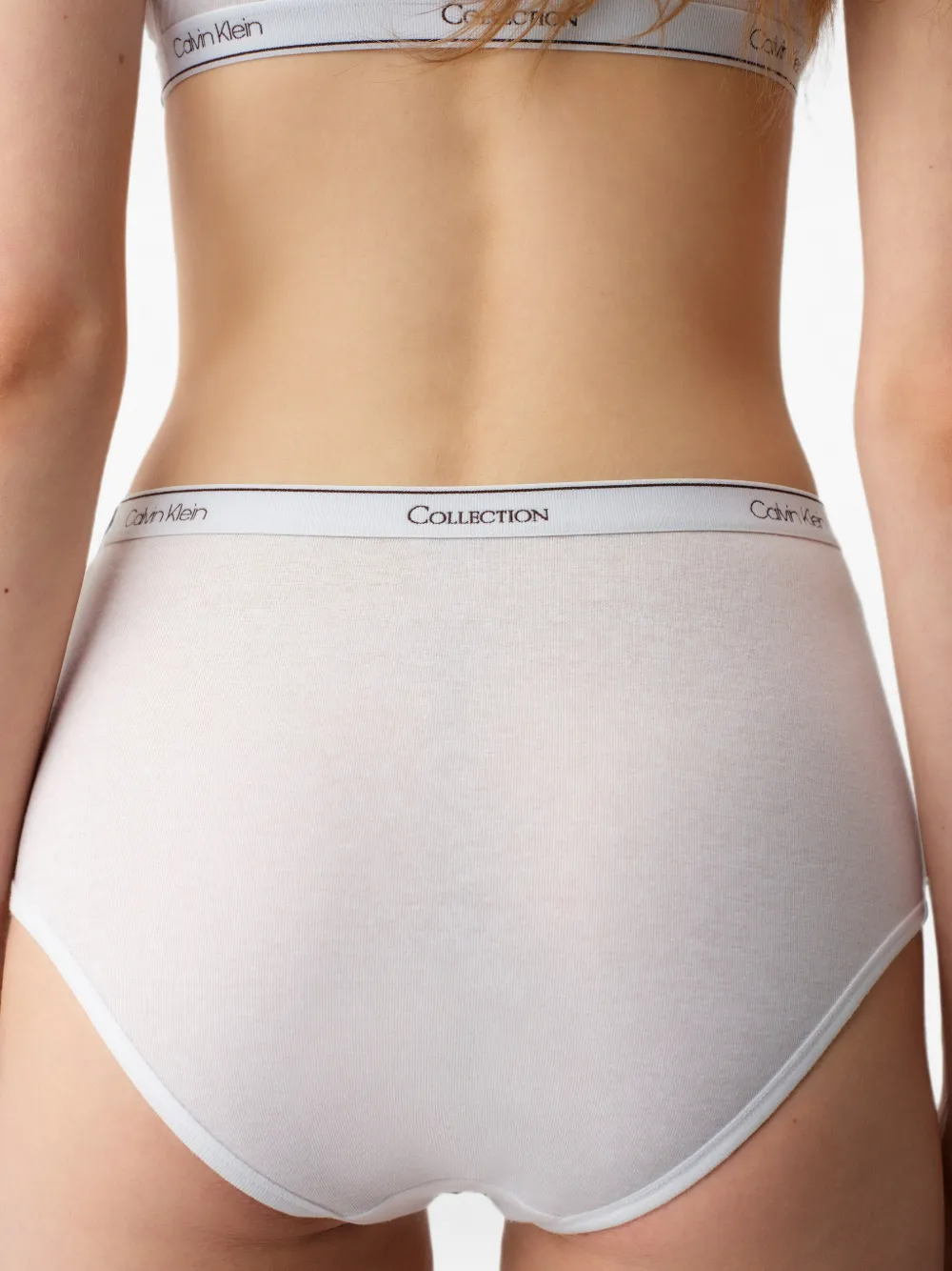 Calvin Klein High waist slip met logoband Wit