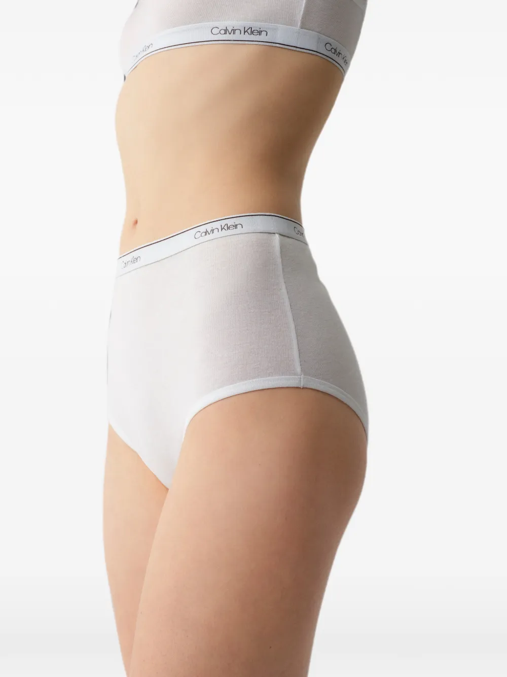 Calvin Klein logo-waistband high-waisted briefs - Weiß