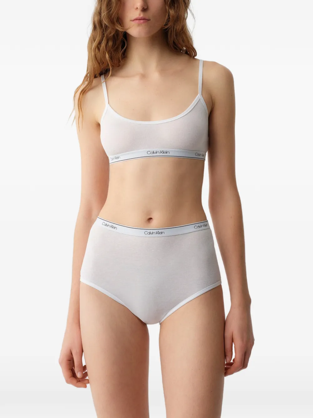 Calvin Klein High waist slip met logoband Wit