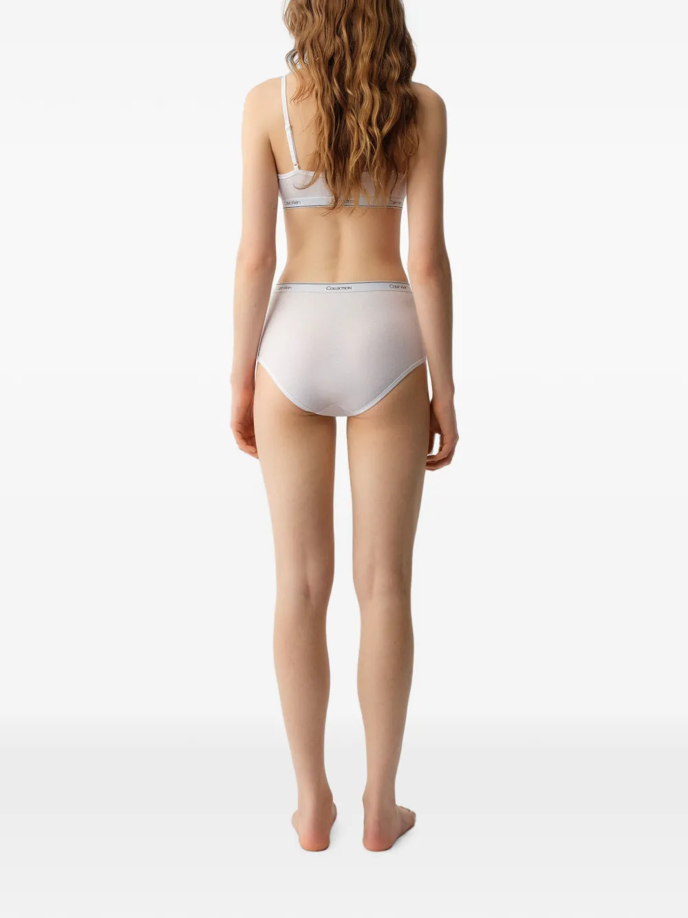Calvin Klein High waist slip met logoband Wit