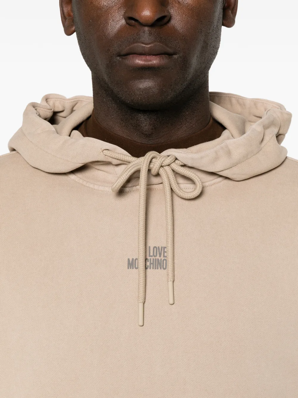 Love Moschino logo-print pouch-pocket hoodie Beige