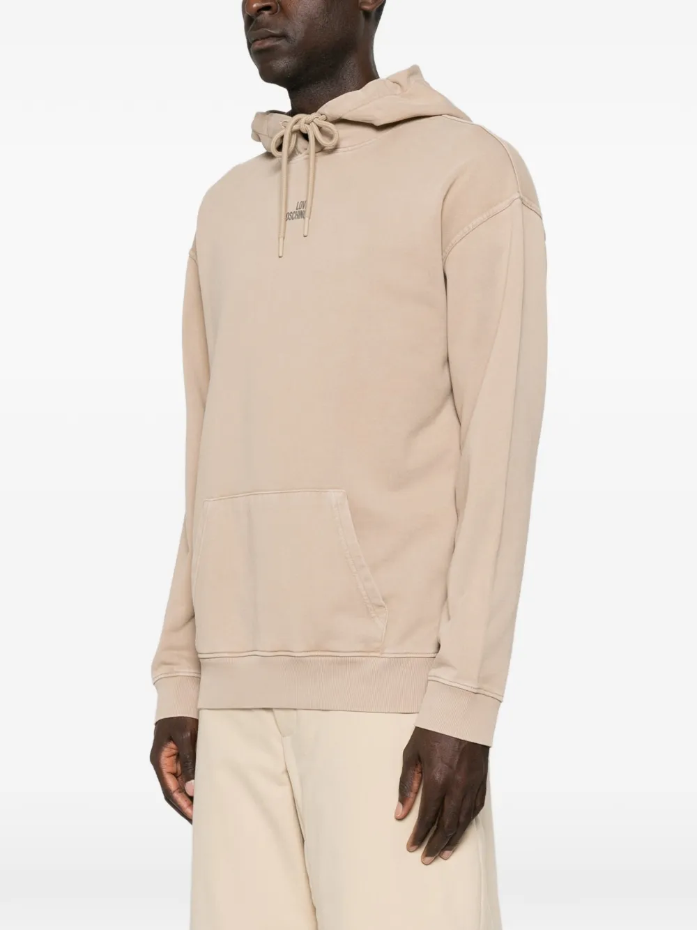 Love Moschino logo-print pouch-pocket hoodie Beige