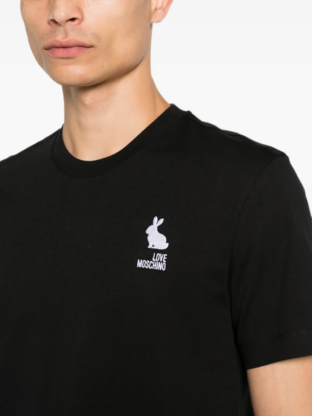 Love Moschino T-shirt met geborduurd logo Zwart