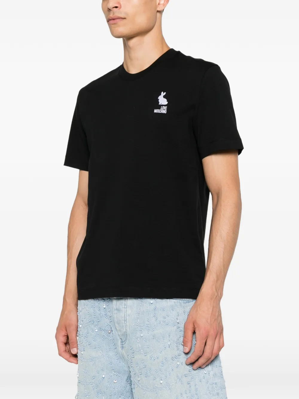 Love Moschino T-shirt met geborduurd logo Zwart
