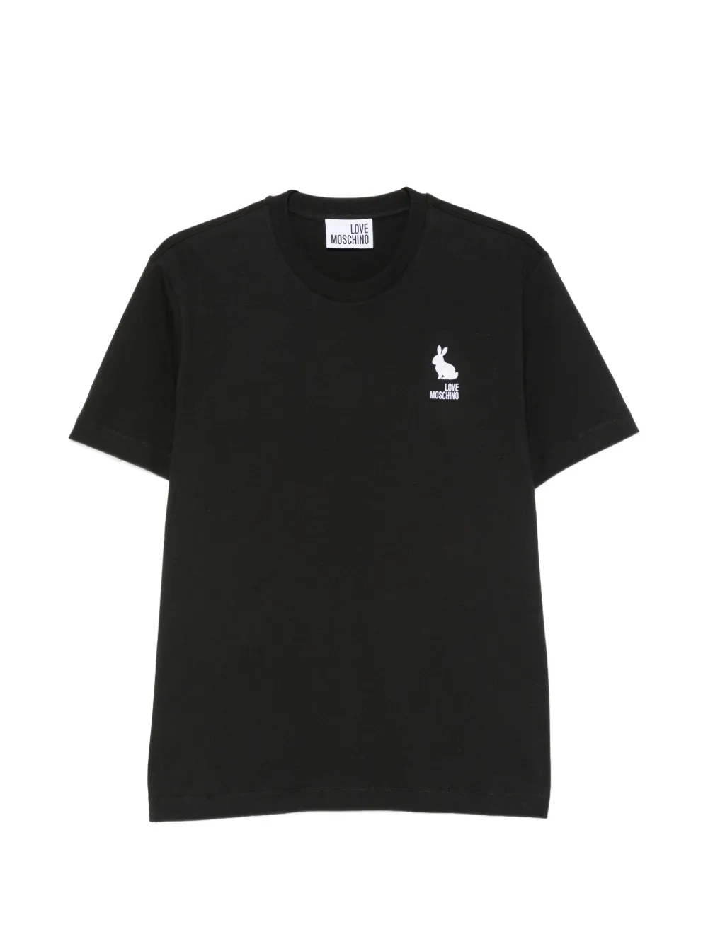 Love Moschino T-shirt con logo ricamato - Nero