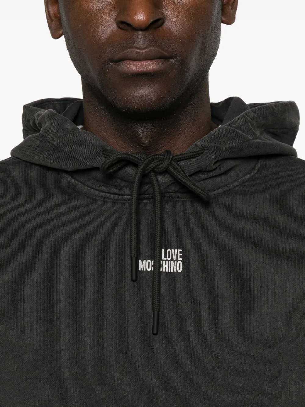 Love Moschino Katoenen hoodie met logoprint Zwart