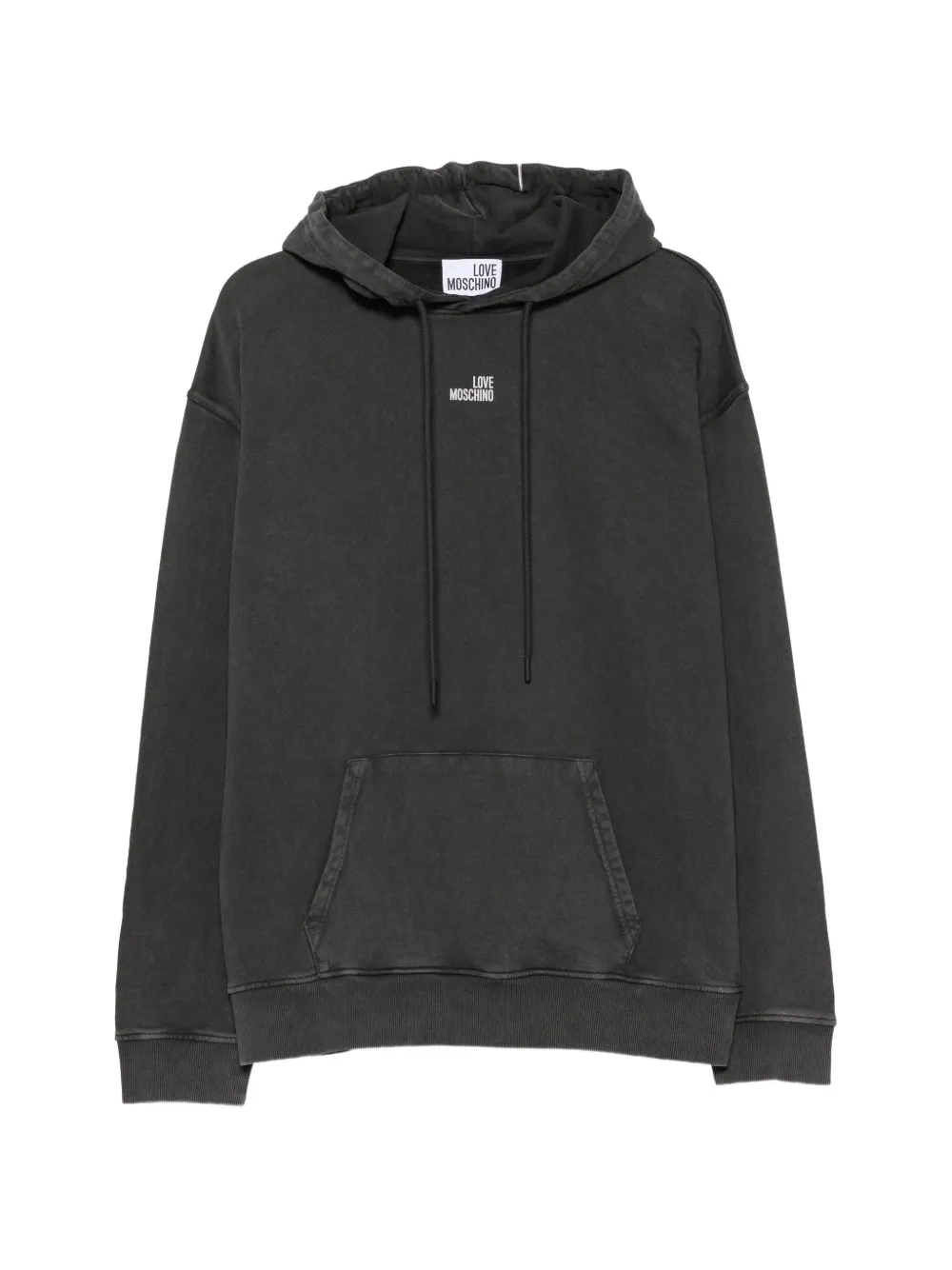 Love Moschino logo-print cotton hoodie - Nero