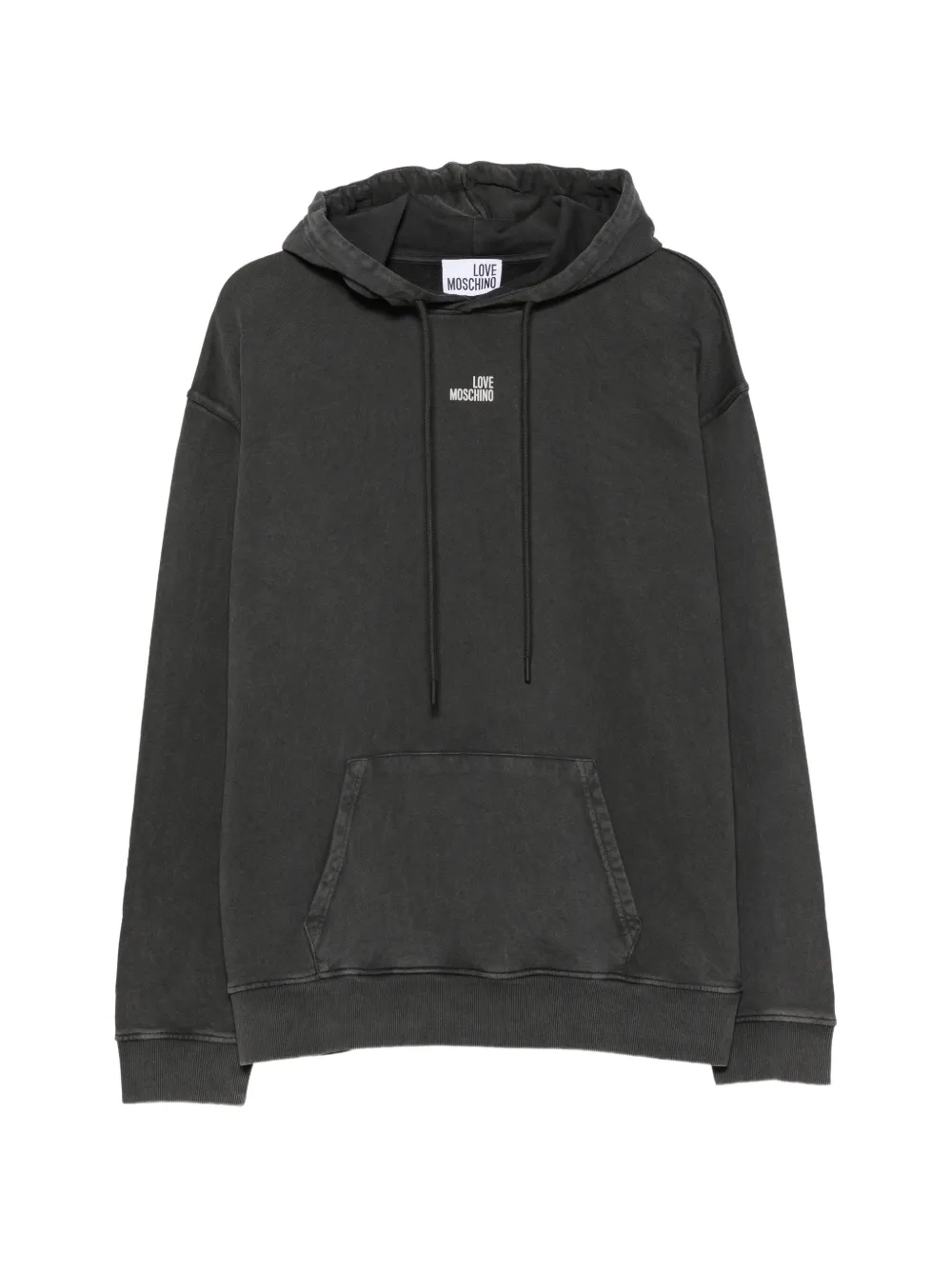 Love Moschino logo-print cotton hoodie - Nero