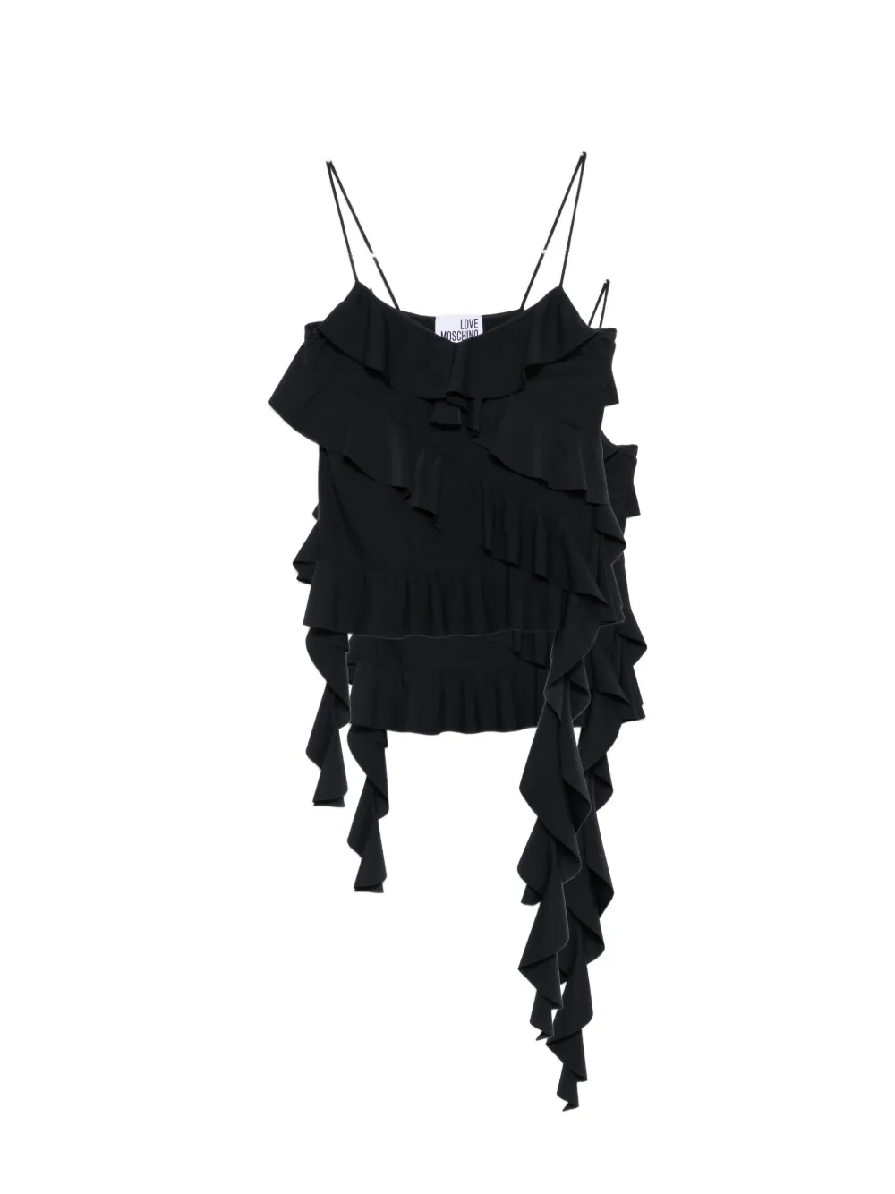 Love Moschino ruffled spaghetti-strap top - Nero