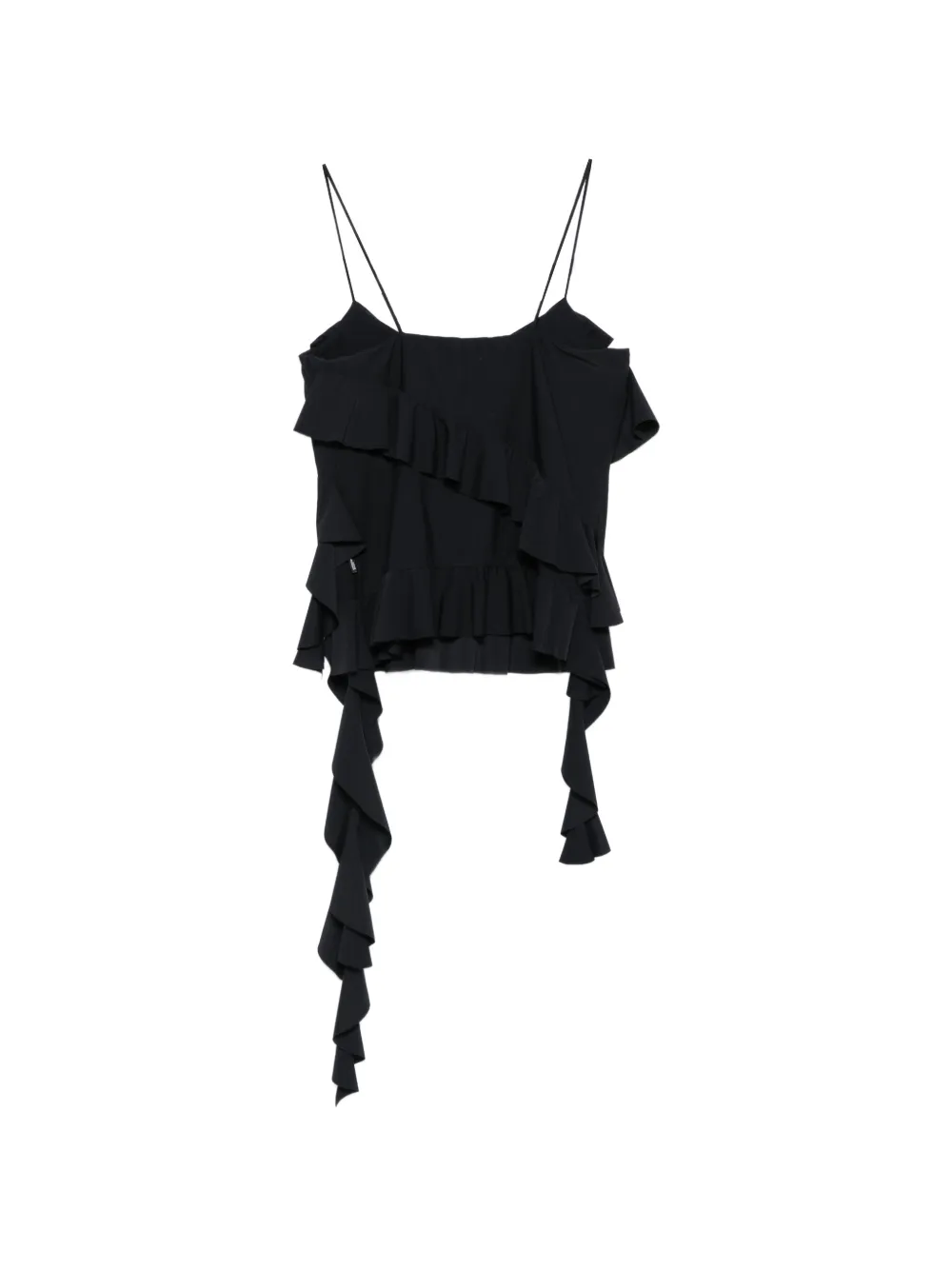 Love Moschino Top met spaghettibandjes en ruches Zwart