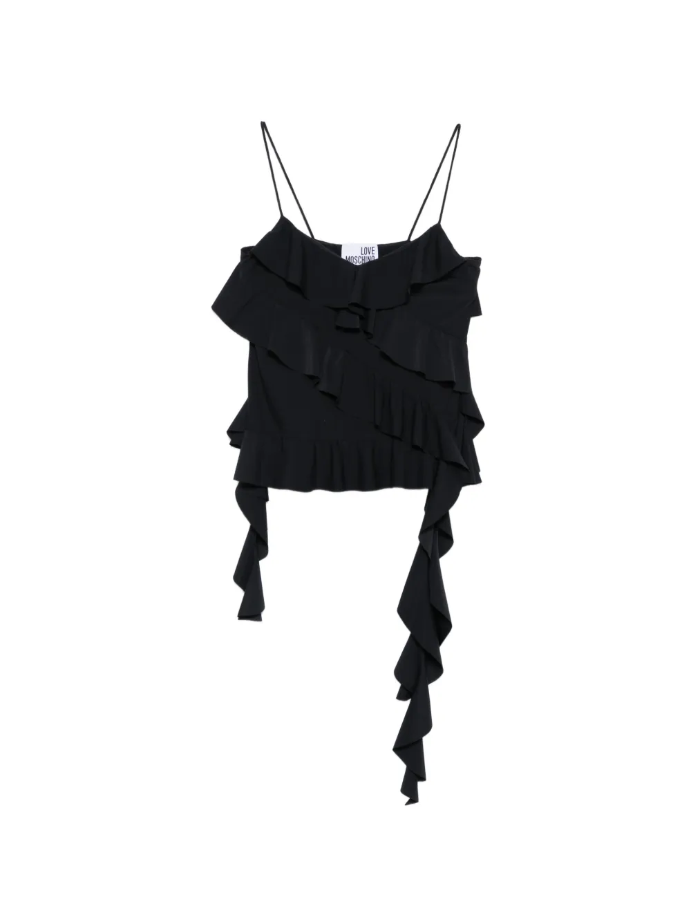 Love Moschino ruffled spaghetti-strap top - Schwarz