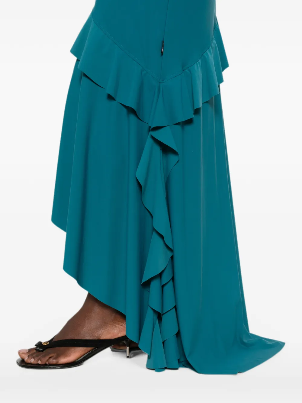 Love Moschino Asymmetrische jurk met ruches en lange mouwen Blauw